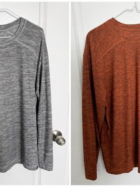 2 Ascend Men's Long-Sleeve Crewneck — Heather Gray & Rust